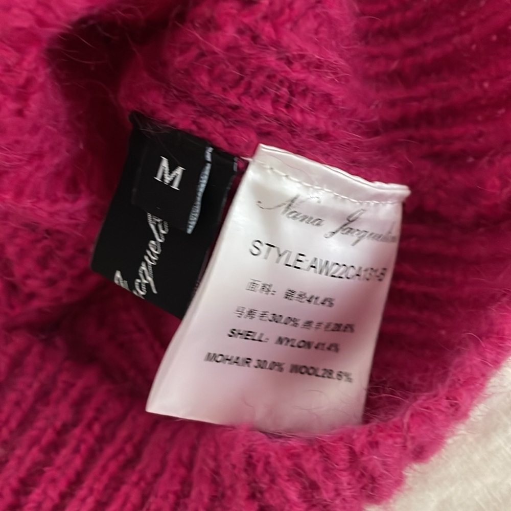 Nana Jacqueline Eva cardigan off shoulders berry color size M mohair pin up - Picture 9 of 10
